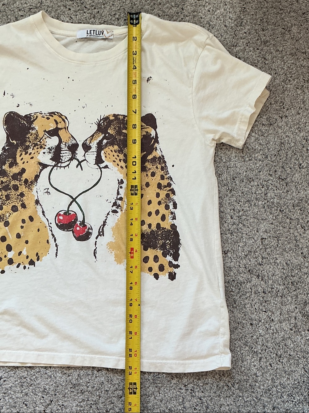 LetLuv by Anthropologie Graphic Cheetah Tee with Cherries ~ Cream - Picture 4 of 9